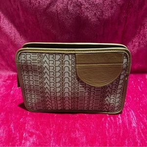 Vintage 70s Pierre Cardin monogram and leather clutch bag
